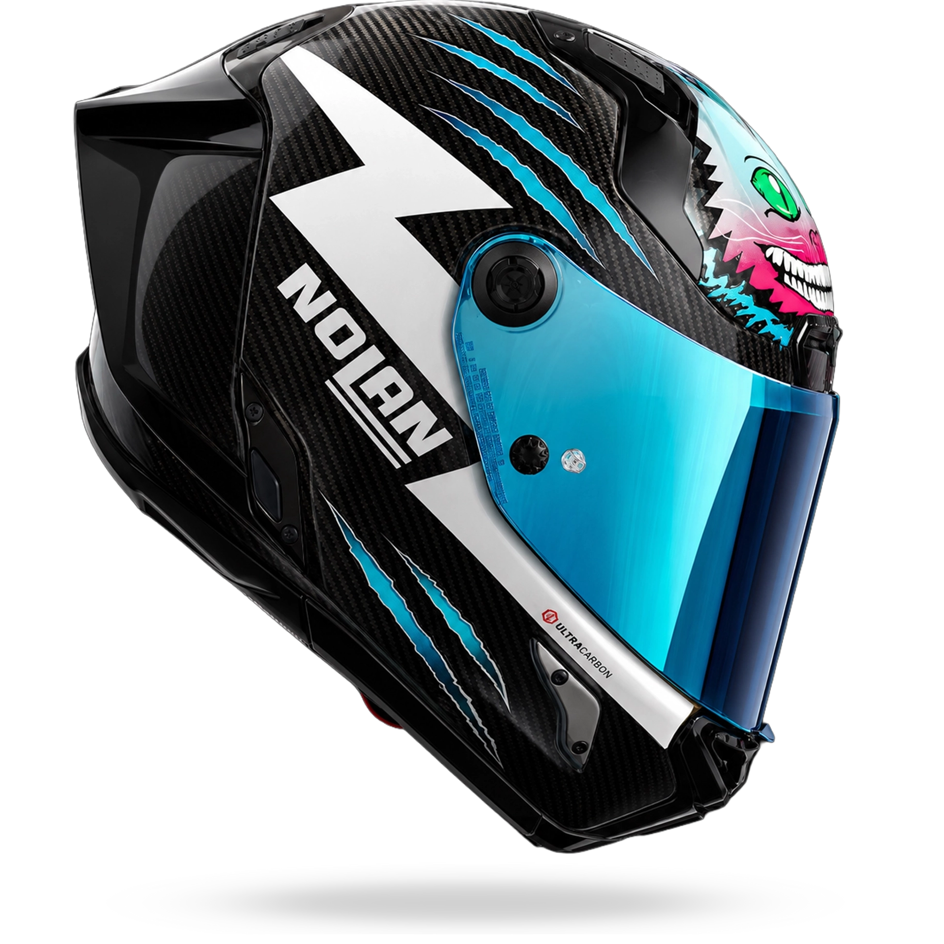 Nolan X-804 RS Ultra Carbon Helm Dom Herbertson Replica Aquamarin Weiß 382 – Gegenseite