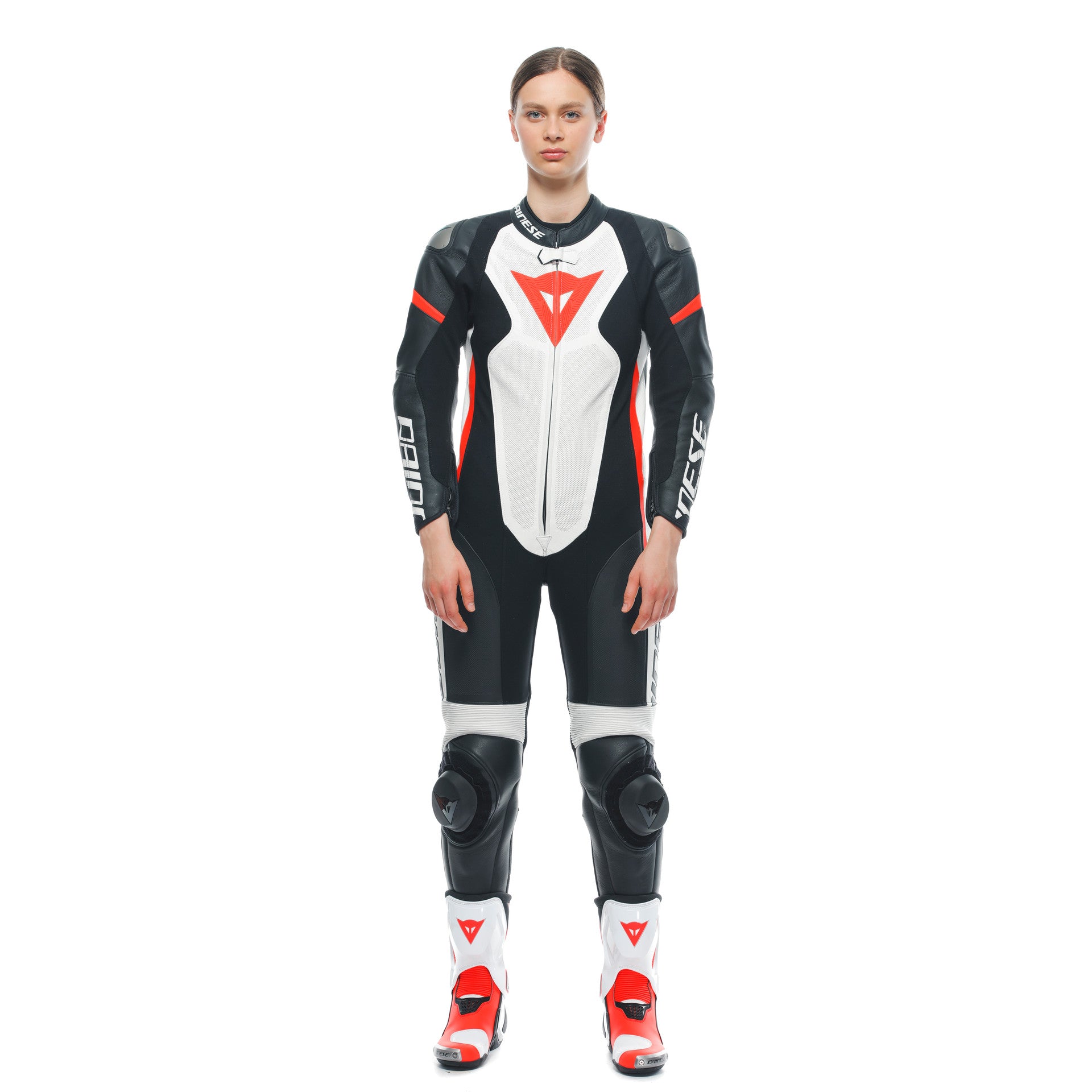 Dainese Grobnik Lady Kombinezon Kožno odijelo – Perforirani trkaći odijelo | Žene | Bijela/Crvena 
