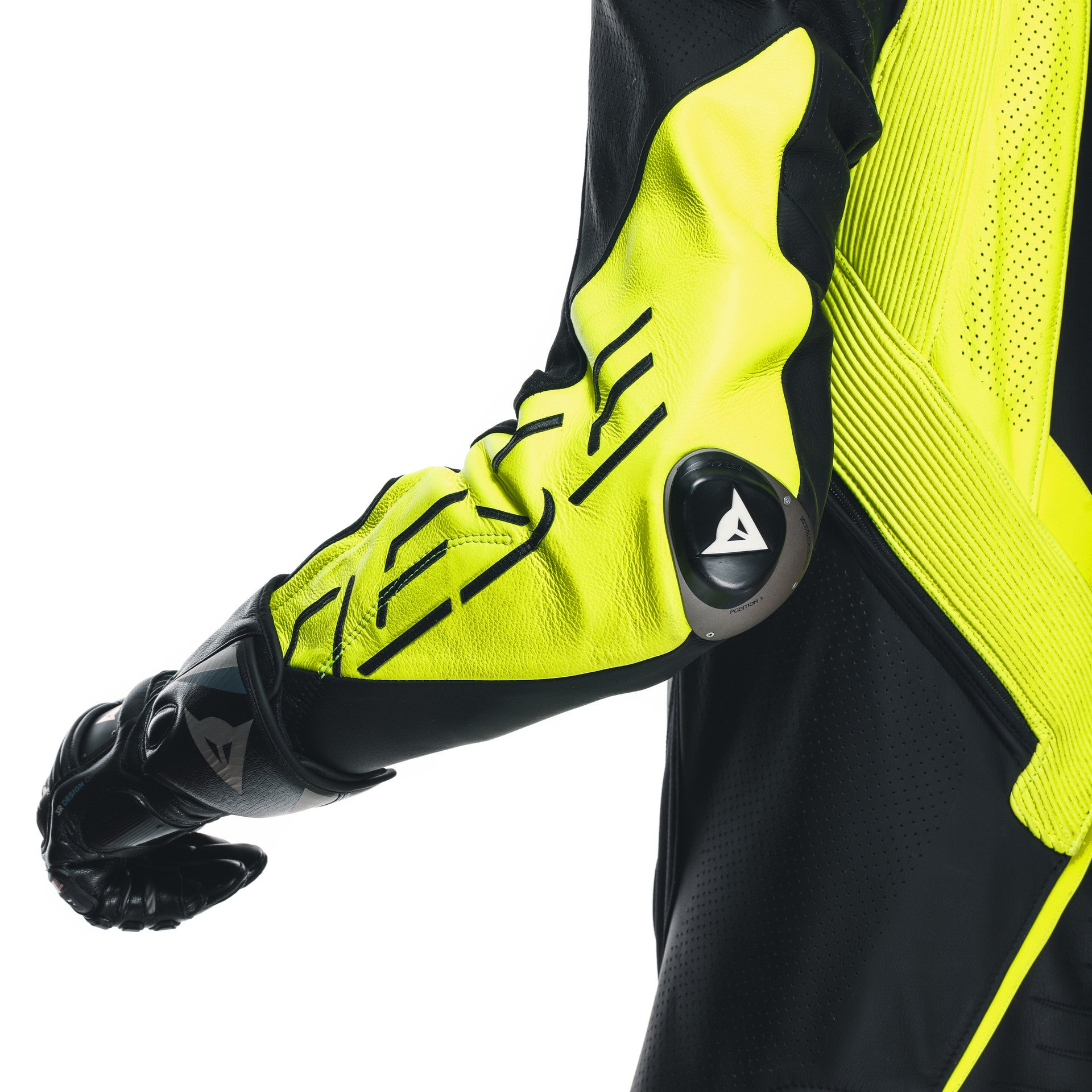 Dainese Audax D-ZIP jednocjeleni Kožno odijelo – Perforirani trkaći kombinezon | Muški | Crna/Neon Žuta 