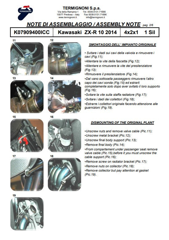 Termignoni kompletni sustav od nehrđajućeg čelika za Kawasaki ZX-10 R/RR (16-20) K07909400ICC 