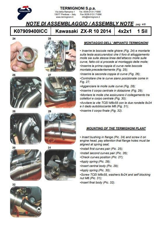 Termignoni kompletni sustav od nehrđajućeg čelika za Kawasaki ZX-10 R/RR (16-20) K07909400ICC 