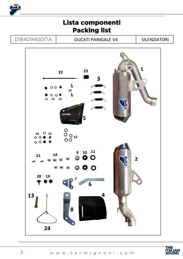 Termignoni Slip-On Kit Crna Izdanja Ducati Panigale V4/S/R (18-24) D18409400INA 