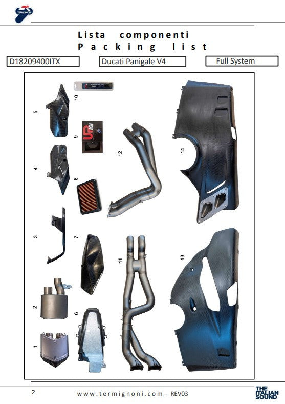 Termignoni kompletna ispušna sustava od nehrđajućeg čelika 4USCITE Ducati Panigale V4/S (18-24) D18209401ITX 