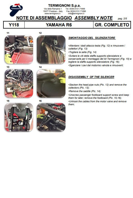 Termignoni kompletna ispušna sustava Titanium Kit-SSP verzija za Yamaha YZF-R6 (06-26) Y11810200TCC 