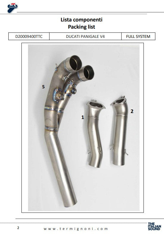 Termignoni kompletna ispušna sustav Titanium D200 RHT Ducati Panigale V4/S (18-24) D20009400TTC 