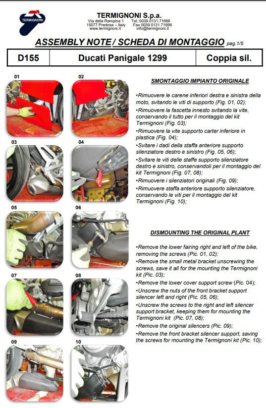 Termignoni Slip-On Kit Carbon Ducati Panigale 1199/R/S (12-17) D155102CPT+D155Y 