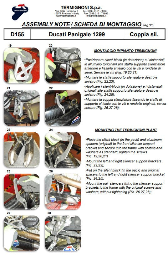 Termignoni Slip-On Kit Carbon Ducati Panigale 1199/R/S (12-17) D155102CPT+D155Y 