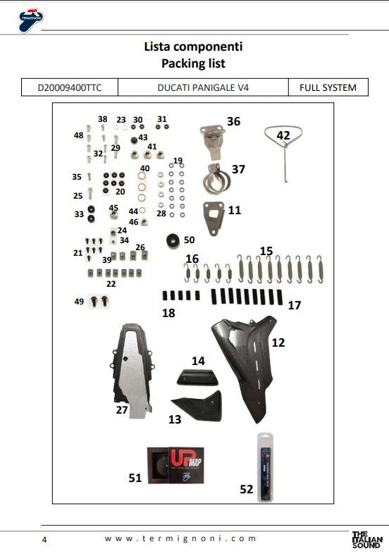 Termignoni kompletna ispušna sustav Titanium D200 RHT Ducati Panigale V4 R (19-24) D20009400TTC 