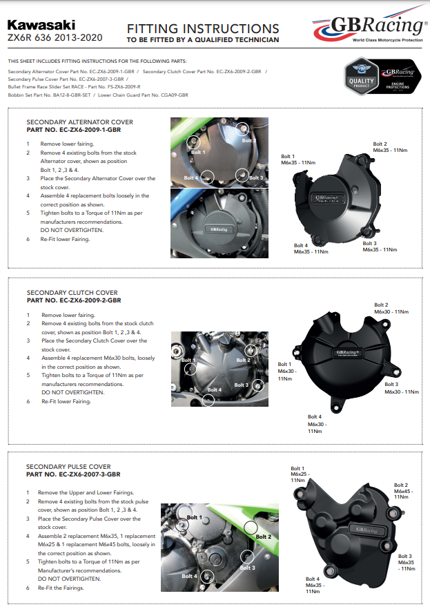 Kompletna zaštita motora GBRacing za Kawasaki ZX-6R/636/RR (13-26) 