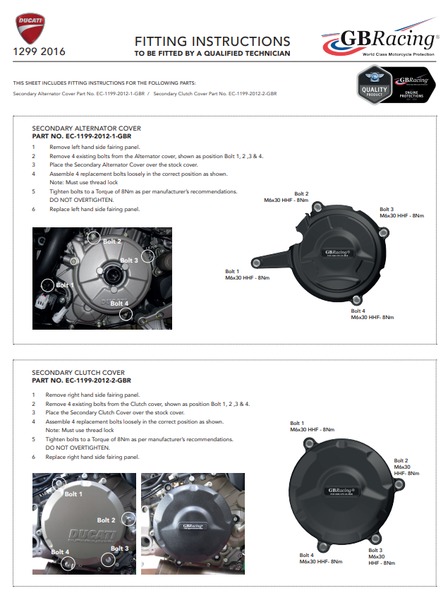 Zaštitna obloga za alternator GBRacing Ducati Panigale 1299/S (15-18) 