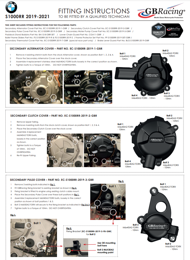 Kompletna zaštita za poklopac motora GBRacing za BMW S1000RR K67 (19-26) 