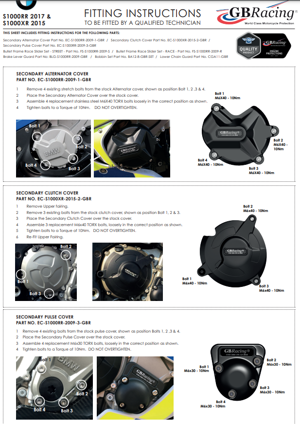 Zaštitna navlaka za zaštitu paljenja GBRacing BMW S1000RR K46 (09-18) 