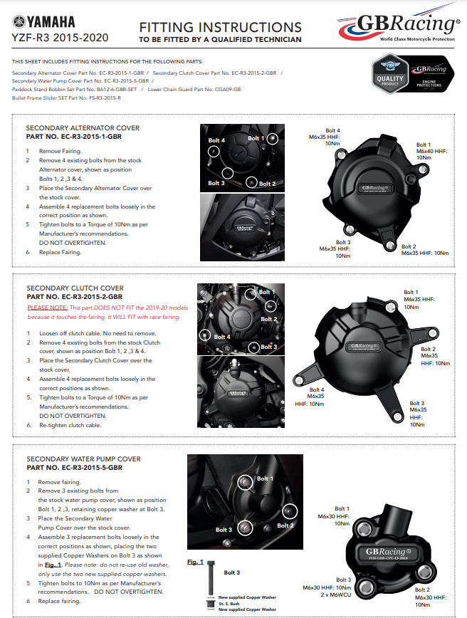 Zaštitna navlaka za spojku GBRacing Yamaha YZF-R3 (15-22) 