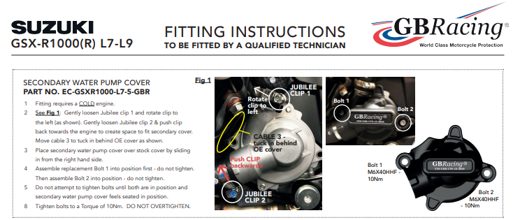 Zaštitna navlaka za vodenu pumpu GBRacing Suzuki GSX-R 1000 (17-23) 