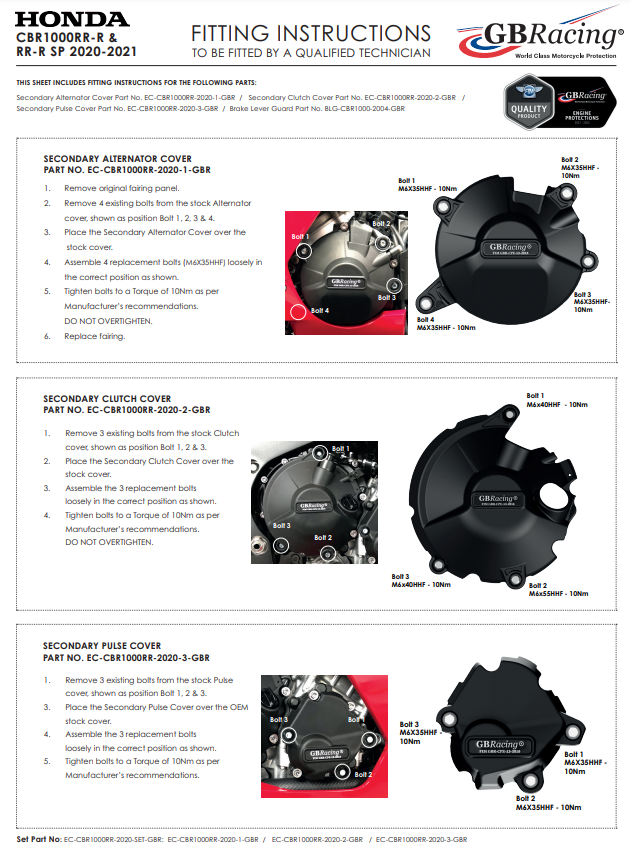 Zaštita pokrova za paljenje GBRacing Honda CBR 1000 RR-R SC82 (20-26) 