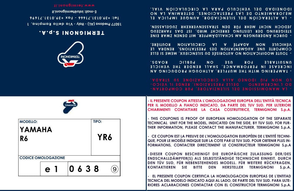 Termignoni Slip-On Classic-GP Yamaha YZF-R6 (06-26) Y081080CR 