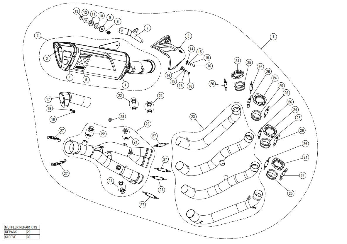 Akrapovic Evolution Line (Titanij) Yamaha YZF-R1/M (15-26) S-Y10E6-APLT 