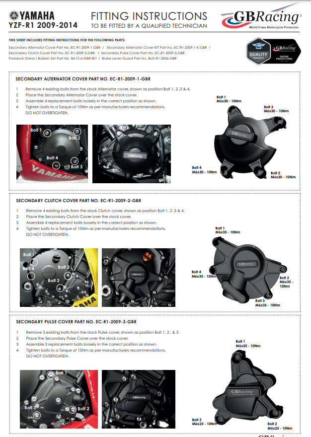 Zaštita poklopca alternatora GBRacing Yamaha YZF-R1 (09-14) 